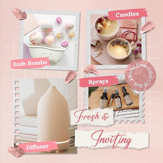 SALKING Floral Essential Oils Set, Premium Pure and Natural Essential Oils, Fragrance Oil Scented Oils for Oil Diffusers 6 x 10 ML - Lavender, Rose, Cherry Blossom, Ylang Ylang, Gardenia, Chamomile