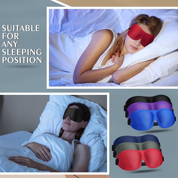 Bonuci 12 Pack Sleep Mask Blackout 3D Eye Mask for Ultralight Sleeping Night Blindfold Eye Covers with Adjustable Strap for Men Women Travel Gift Back and Side Sleeper (Multicolor)