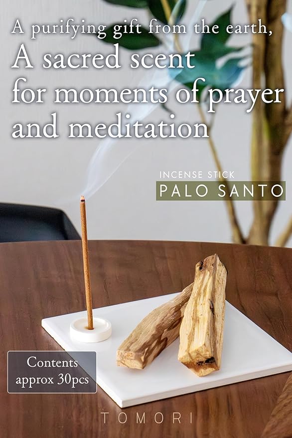 TOMORI Incense Sticks Palo Santo Approx 30pcs 100% Natural Wood Aroma Energy Cleansing No Synthetic Fragrance Yoga Meditation Stress Relief Japanese Incense