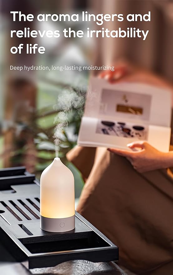 120ML ABS Light & Minimalist Essential Oil Diffuser, Ultrasonic Aromatherapy & Humidifier with 7-Color LED Lights, Whisper Quiet Auto Shut-Off Scent for Home, Office, Yoga