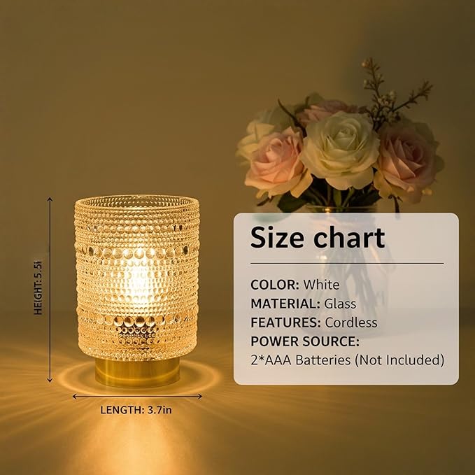 Battery Operated Lamp with Auto-Off Timer, Cordless Table Night Light for Bedroom & Entryway, Portable LED Lamp for Home, Outdoor, Camping No Battery Included (Pearl Design-White)