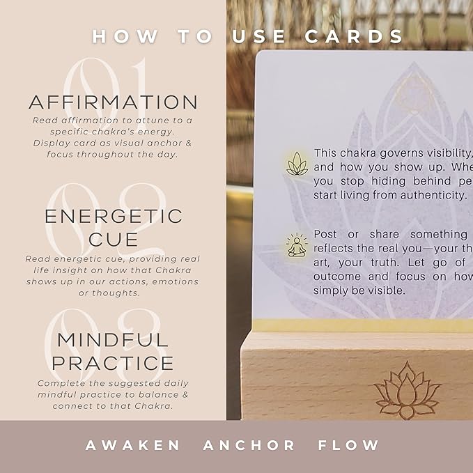 Aura Chakra Affirmations & Ritual Deck: 57 Daily Mindfulness & Meditation Activity Cards | Balance Mind, Body & Spirit | Wellness Self-Care Gift for Women - Stand and Pouch