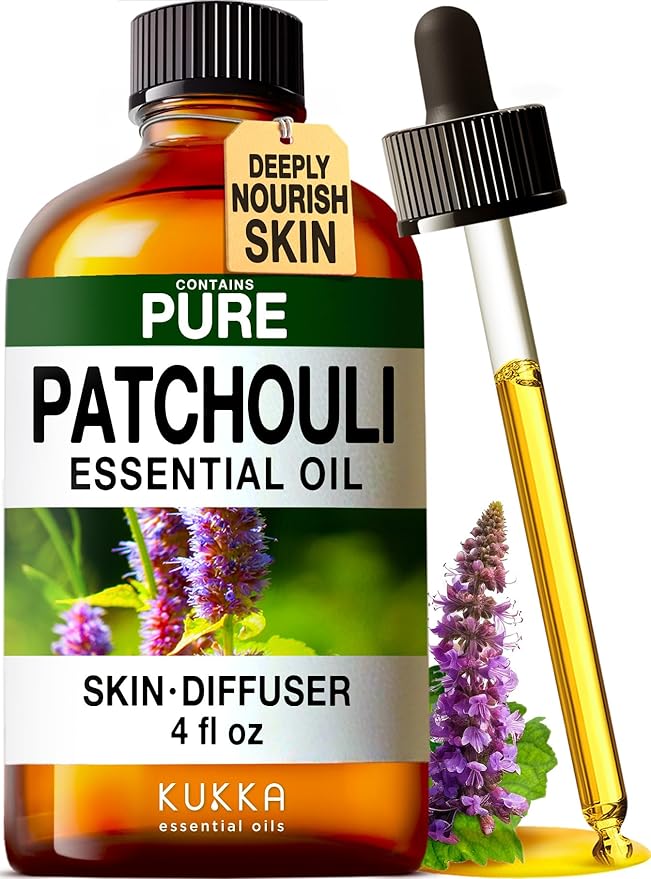 KUKKA Patchouli Essential Oils - 4 Fl Oz - for Hair, Skin, Diffuser, Aromatherapy & DIY Soap Making Scent