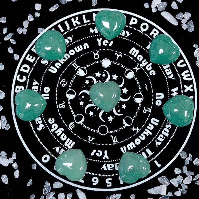 YATOJUZI 5PCS Green Aventurine Natural Heart Healing Crystals 1" Love Stones Sets Bulk Polished Pocket Palm Thumb Gemstones Energy Reiki Balancing Meditation Therapy