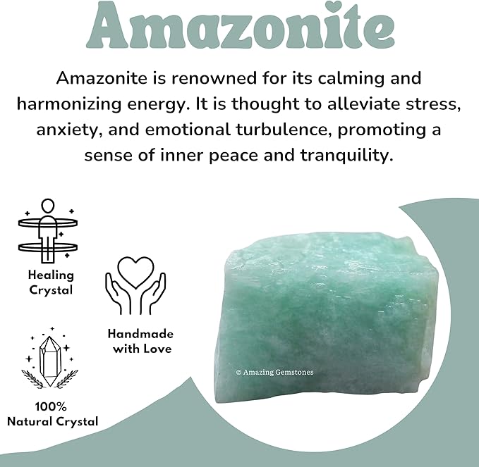 Amazing Gemstone Amazonite Raw Crystals and Healing Stones, Natural Rocks for Tumbling - DIY Raw Stones and Crystals, 2 Pieces