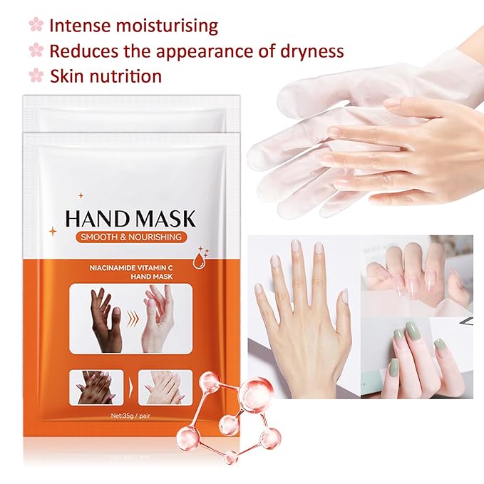 Hand Masks Moisturizing Gloves,6 Pairs Hydrating Hand Peel Masks Gift Set for Dry Cracked Hands Care,Long-lasting and Non-greasy Hand Moisturizer Gloves for Women E