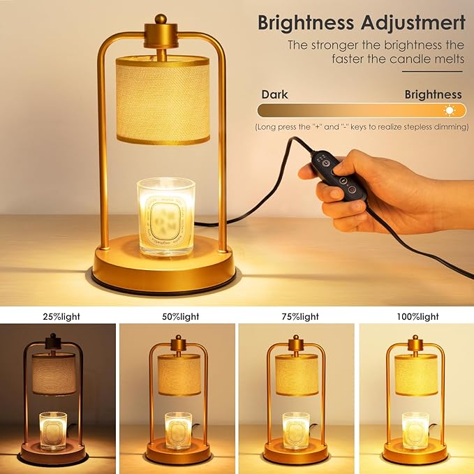 Candle Warmer Lamp Electric with Timer: Wax Melts Warmer - Dimmable Candle Warmer with Replacement Bulbs, Bedroom Home Decor Compatible with Various Candles