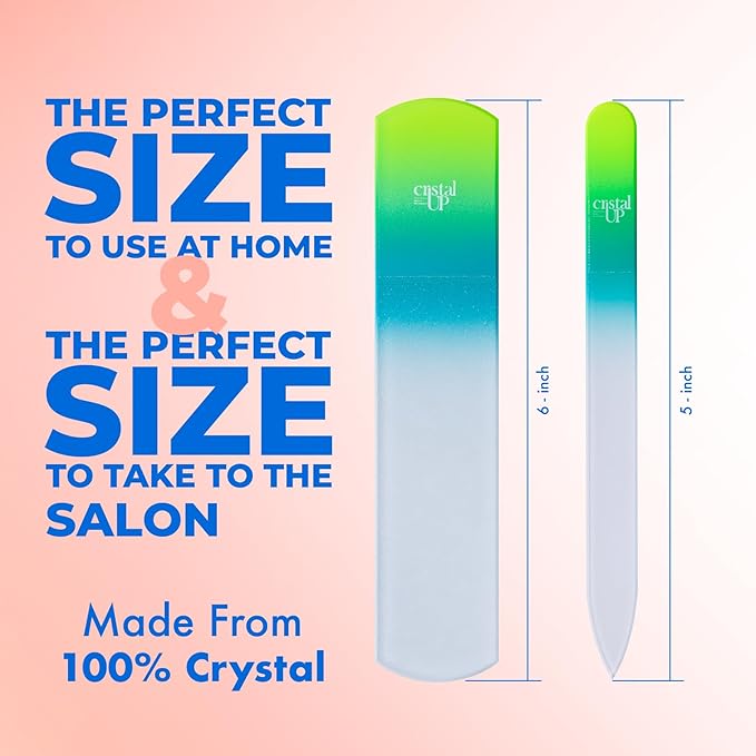 Cristal UP Crystal Nail and Feet Care Kit - 2PC with a Crystal Foot Scraper and Medium Glass Nail File, Durable, Eco Friendly and Gentle on Nails, Perfect for Home Office and On The Go, Yellow Lemon