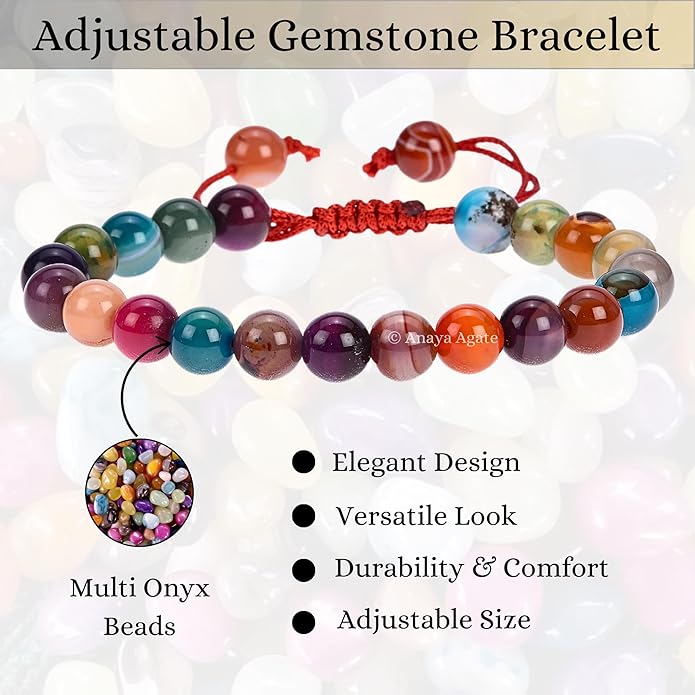 Energy Protection Crystal Handmade Adjustable Bead Bracelet Perfect for Men, Women’s Gift - Gemstone Healing Stretch Bracelet Pulsera Para Hombre Mujer Stocking Stuffer