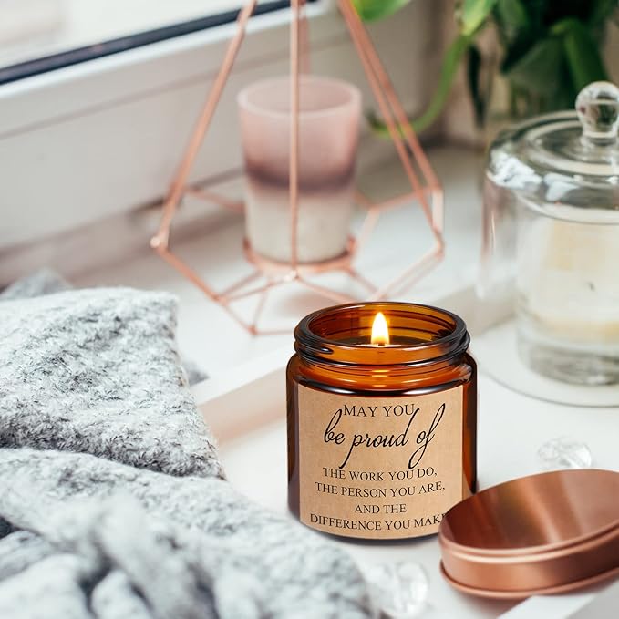 Fumete 10 Pcs Jars Scented Soy Candles 3.5 oz May You Be Proud of The Difference Candles Team Thank You Gifts for Employee Appreciation Gifts Coworker Vet Tech Nurse Teachers(Amber,Proud)