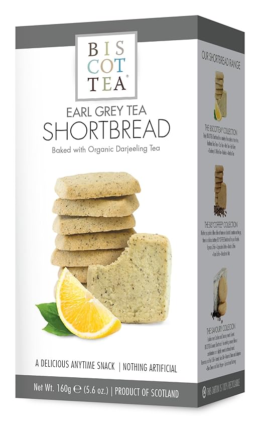 BISCOTTEA Earl Grey Tea Shortbread Cookies (8 Cookies)