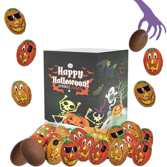 Fruidles Halloween Pumpkin Pals, Trick-Or-Treat Party Bag Fillers, Individually Wrapped in Multi-color Pumpkin Face Design Foils, Kosher Certified, Box (Half-Pound)