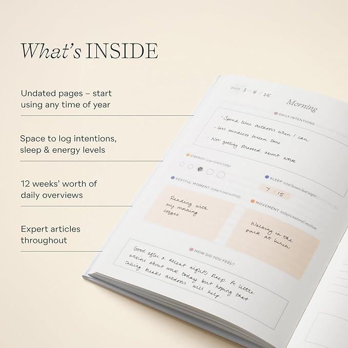 Papier Tulip Vase 12 Week Wellness Journal - Floral Hardback | Log Intentions Sleep & Energy, Morning & Evening | Weekly & Monthly CheckIn | Undated Planner | Reflection & Mindfulness | Self Care Gift