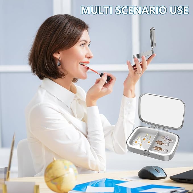 2 Compartment Pill Box, Portable for Pocket or Handbag, Decorative Metal Pill Box, Vitamin Organizer, Unique Gift (1 Piece, 39-Flowers Pinck)