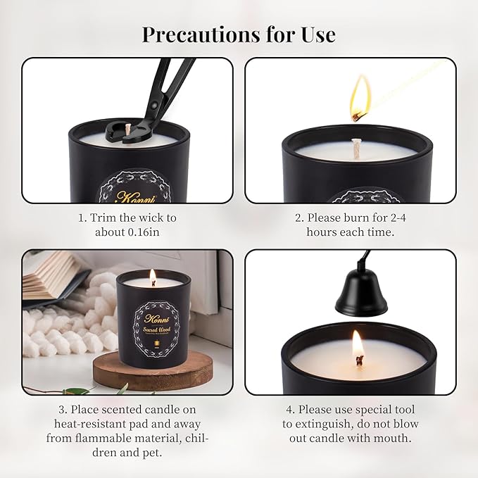KONNI Scented Candles, Aromatherapy Candle, 8.1oz Natural Soy Wax Jar Candles, 40 Hour Burn Time, Home Scented Gift for Women & Men Christmas Birthday Mom Best Friends（Sacred Wood）