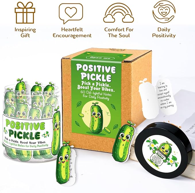 Emotional Support Pickle - 60 Positive Pickle Affirmation Cards for Women, Mom - Inspirational Gifts for Womens, Best Friend - Unique Birthday Gift for Women, Teen Girl Gifts Trendy Stuff