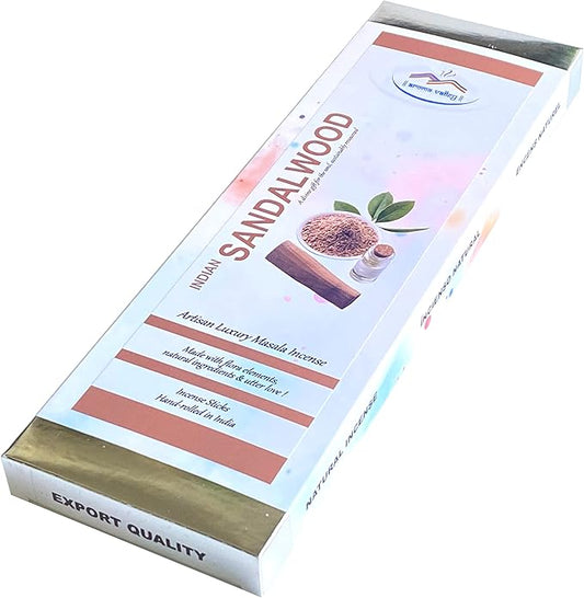 Indian Sandalwood Incense Sticks - Artisan Luxury Masala Incense - Divine Scent for Home, Meditation & Aromatherapy - Natural, Sustainably Resourced - Handcrafted 30 Sticks