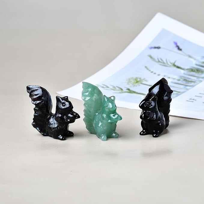Green Aventurine Squirrel Crystal Healing Stone Spiritual Meditation Pocket Figurine Statue Natural Gemston Hand Carved Polished Home Room Office Desk Decoration Gift Collect