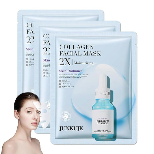 3 Pack Collagen Face Sheets Mask,Hydrating Face Masks Skincare,Moisturizing Facial Masks for Women and Men,Overnight Face Mask Skin Care for All Skin Types