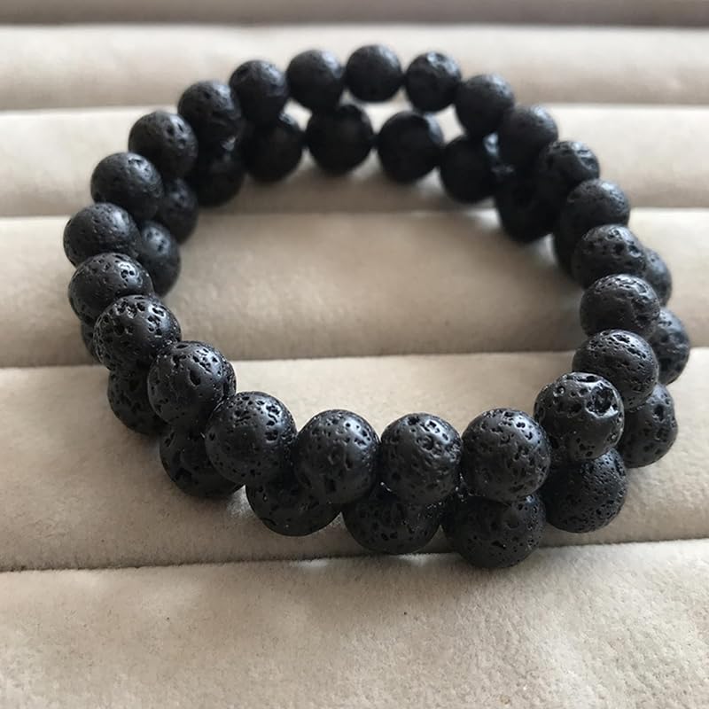 Lava Rock Protection Handmade Bracelets For Men Women Attract Wealth Chakra Feng Shui Stretchy Beaded Bracelets Lucky Anxiety Bracelets For Women (lava 3pcs)