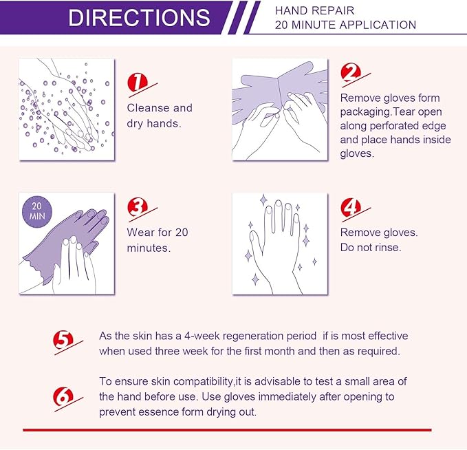 Generic Hand Mask Moisturizing Glove 5 pack, Hand Peel Mask Exfoliating Gloves, Hand Repair Glove for Dry Hands Treatment, Remove Dead Skin, Rough Skin, purple