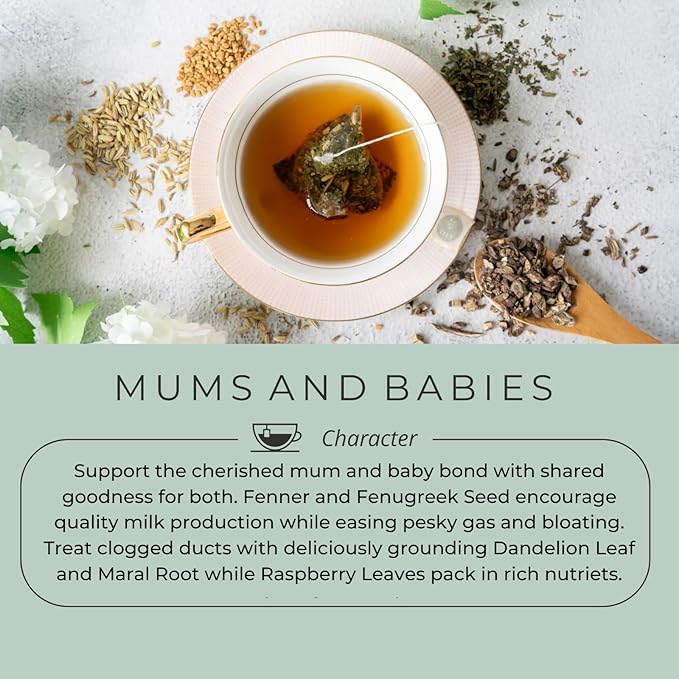 Tily Tea Mums and Babies Herbal Tea - Postnatal Lactation Tea - Caffeine Free - Suitable for Breastfeeding Mothers - 10 Plastic-Free Tea Bags