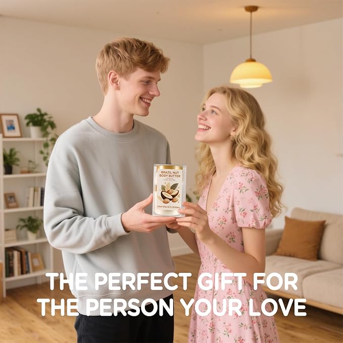 Brazil Nut Body Butter, Brazilian Body Butter Cream for Dry Skin, Womens and Mens Body Care, Natural Shea Butter for Deep Moisturizing and Hydrating-3.4floz+6.8 floz