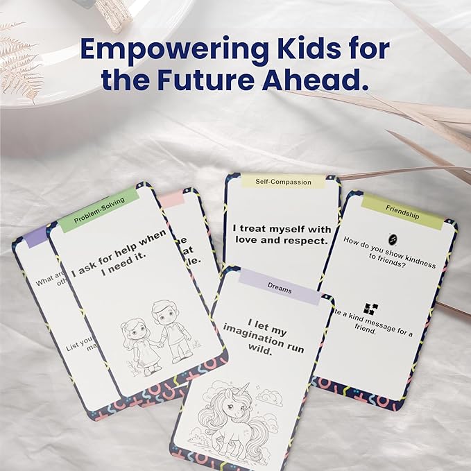 Positive Daily Affirmation Cards for Kids 5-15 - Boy & Girl Motivational Mindfulness Gifts, Social Skill & Mindful Mental Health Therapy, Meditation, Self Care Inspirational Birthday Gift 80 Card Deck