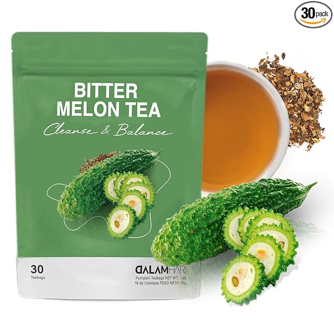 DALAMHARI Bitter Melon Tea 30T | Inulin Rich Sugar Balance & Colon Cleanse Functional Tea | 100% Korean Cerasee Momordica Charantia | Premium Hand Roast, Cold Brew Ready Triangle Teabags