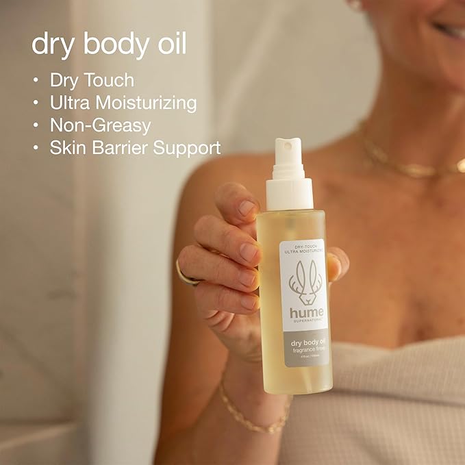 HUME SUPERNATURAL Dry Body Oil Spray - Moisturizing Oil for Dry Skin, After Shower Hydrating Body Oils for Women and Men, Nourishing, Glow, Fragrance Free, 2-Pack