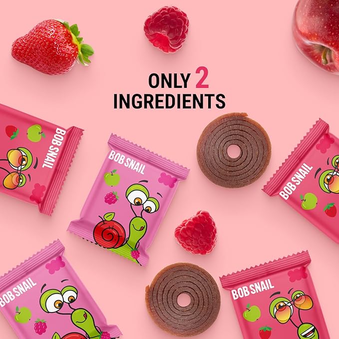 Bob Snail Exotic Mix Fruit Roll Ups – Healthy Sweets, Real Dried Fruits Snacks, No Added Sugar, Vegan, Nut Free, Candy for Adults and Kids – Flavour 50 pcs, 500g (SStrawberry & Raspberry)