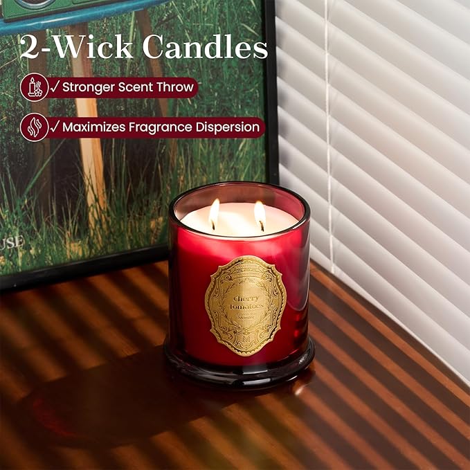 M&SENSE Tomato Leaf Candles for Home Scented, 2 Wick 12.7oz Soy Wax Candles Non Toxic,70 Hours Long Burning,Luxury Candles Gift for Stress Relief, Meditation, Yoga