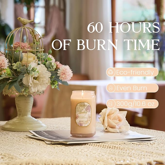 M&SENSE Santal Candles for Home Scented, 10.6 Oz Soy Wax Candles Non Toxic Jar Candle Up to 60 Hours Long Burning Home Fragrance Gift for Stress Relief, Meditation, Yoga