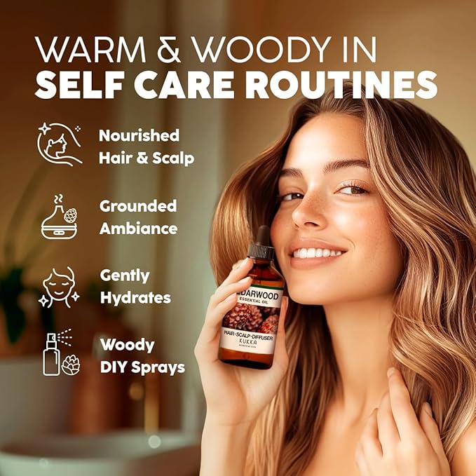 KUKKA Cedarwood Essential Oils - 4 Fl Oz - for Hair, Skin, Diffuser, Aromatherapy & DIY Soap Making Scent