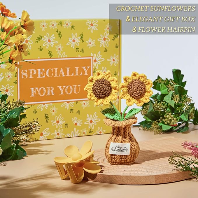 Birthday Gifts for Women, Self Care Get Well Gifts Baskets for Women, Sending Sunshine Sunflower Care Package, Thinking of You Thank You Farewell Inspirational Gift for Her, Friend, Mom, Sister, Wife