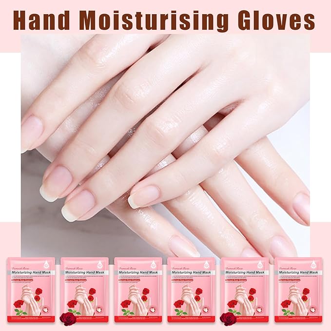 6 Pairs Hand Mask for Dry Cracked Hands,Nourishing Moisturizing Gloves,Hands Moisturizer for Deep Moisturizing,Silky Smooth Moisturizing Gloves,Hand Care Mask Set(B)