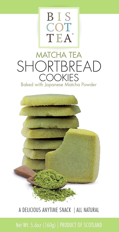 BISCOTTEA Matcha Green Tea Shortbread Cookies (8 Cookies)