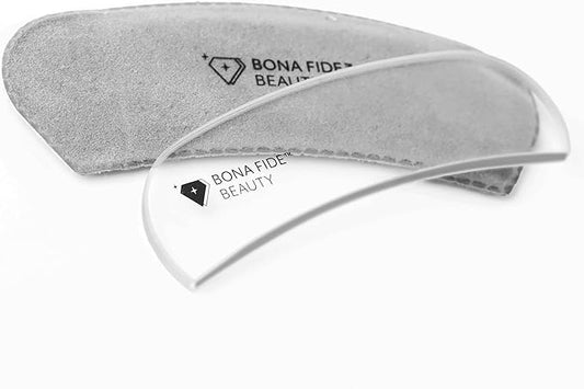 Bona Fide Beauty Ergonomic Moon Nail File (Clear) Grit in The Groove. Etched Glass File Made in The Czech Republic, Curve File with Large Gripping Surface.