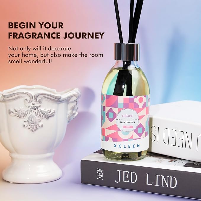 Escape Reed Diffuser Set, 6.7 Oz Large Bottle Scent Diffuser with Sticks, Home Fragrance Oil Diffuser for Bathroom Office Air Freshener, More Masculine Scent