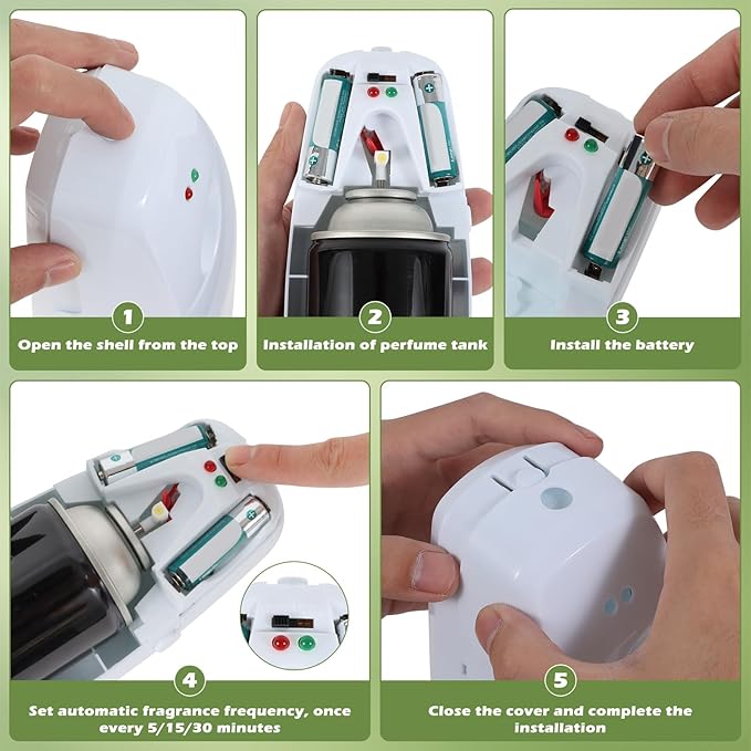 Automatic Air Freshener Spray Dispenser - Commercial and Home Use - Multiple Time Scent/Mist Release Settings for Room/Restroom Sprayer,Air Freshener not Included,White