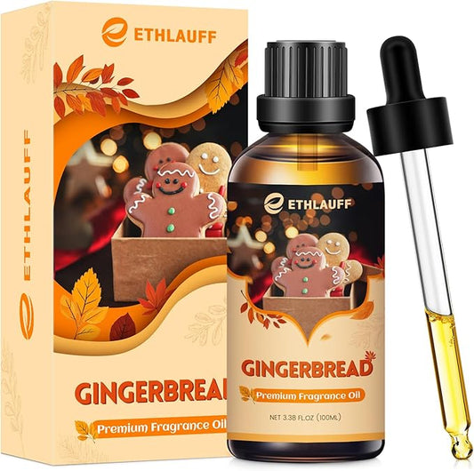 Gingerbread Essential Oil, 100ml Fall Essential Oil for Diffusers for Home, Autumn Scented Oils for Candle & Soap Making, Bath Bombs, Massage - 3.38FL.OZ