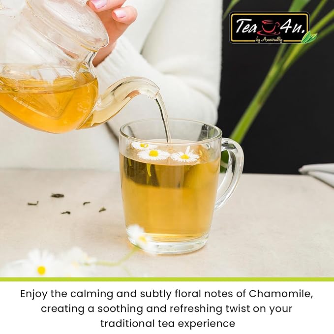 Tea4U Herbal Infusion Chamomile Tea Bags - Authentic & Fresh Flavor, Ideal Hydration & Refreshing Herbal Blend - Caffeine Free, Soothing Brew - 25 Count (Chamomile)