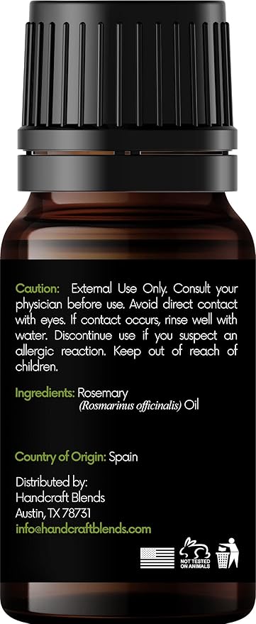 Handcraft Blends Rosemary Essential Oil – 0.33 Fl Oz – 100% Pure and Natural – Premium Grade Essential Oil for Diffuser and Aromatherapy, Skin, Massage, Candle and Soap Making Fragrance