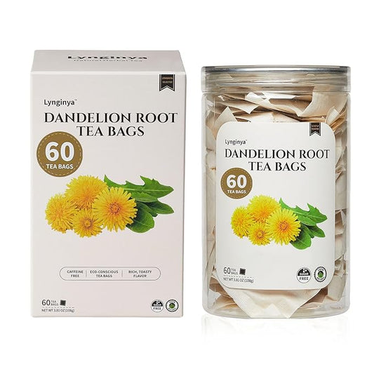Lynginya Dandelion Root Tea, 60 Tea Bags - Premium Roasted Dandelion Root - Natural Herbal Tea - Rich Flavor - No Sugar & No Caffeine