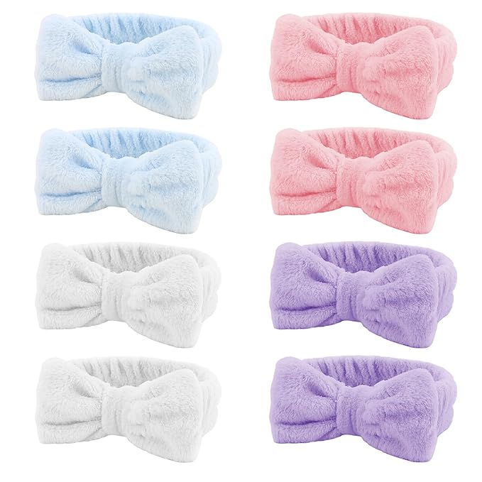 8 Pack SKincare Headband for Washing Face,Spa Headbands for Women Girls Cute Bow Headbands for Makeup Skin Care Hair bands Slumber Party Supplies Teen Girl Gifts