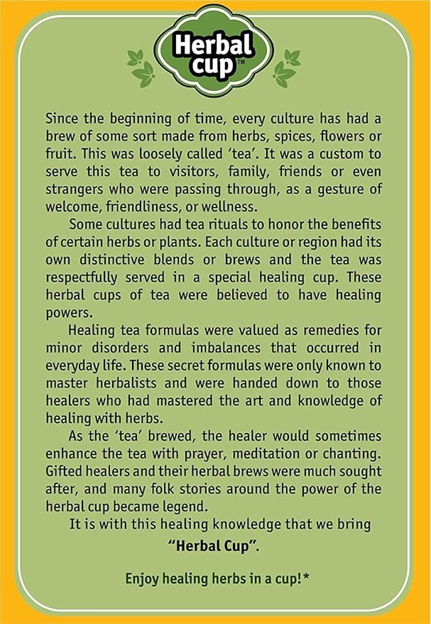 Herbal Cup Ayurveda Cold & Flu Tea, Organic Health & Wellness, No Caffeine Herbal Teas (16 Count, Pack of 1)