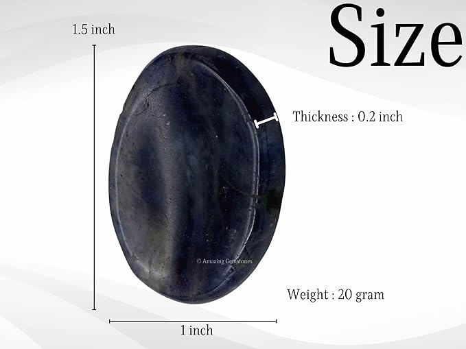 Amazing Gemstone Iolite Worry Stone, Healing Crystals - Piedra Crystal Fidget for Gift, Meditation, Calming, Relaxation, Stress Relief