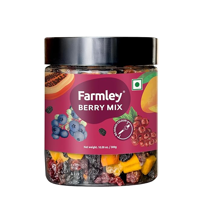 Farmley's Berry Mix | 8-in-1 Mixed Berries | Black Raisin, BlackCurrant, Peach, Papaya, Mango, Blueberry, Strawberry, Cranberry | 10.5 oz