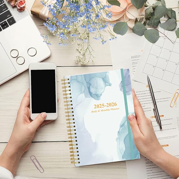 2025-2026 Daily & Monthly Planner - One Page Per Day, Daily Planner from July 2025 to June 2026, Planner 2025-2026 with 12 Monthly Tabs, 6.4" x 8.5", Rose Flower