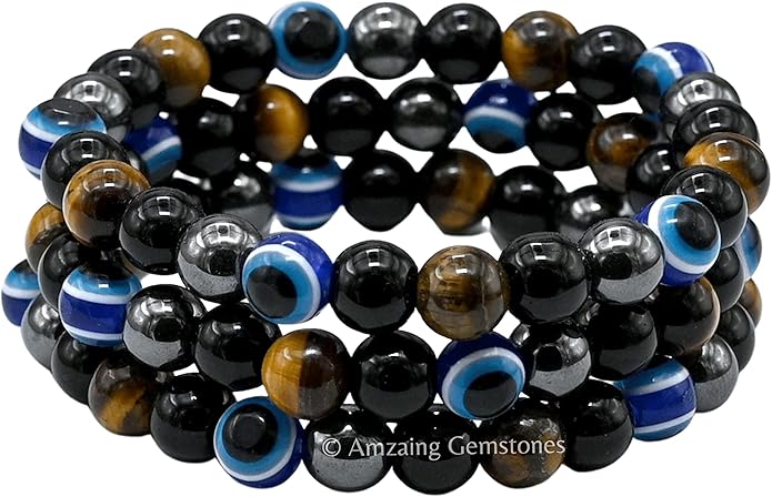 Natural Healing Crystal Bracelet for Women - Mens Bracelet Energy Balancing Gemstones Set - Adjustable Stone Bead Bracelet for Men and Women - Chakra Crystal Therapy Accessory, Meditation